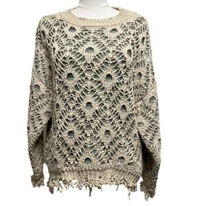 Gimmicks Chennile Color Pop Knit Oversized Sweater in Cream Olive 
Size M